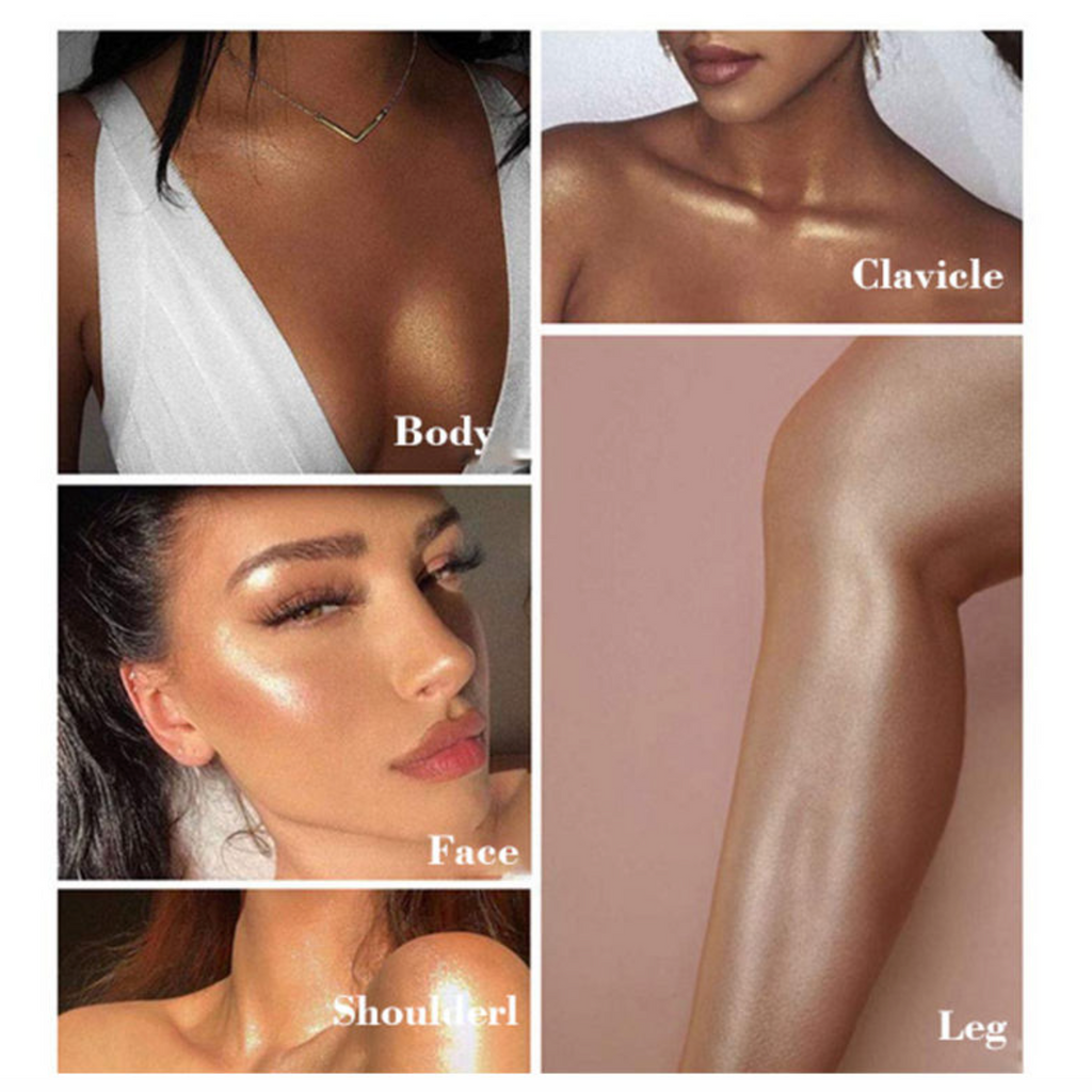 Custom Highlighter & Bronzer Glow Makeup, Radiant Skin Body Glitter